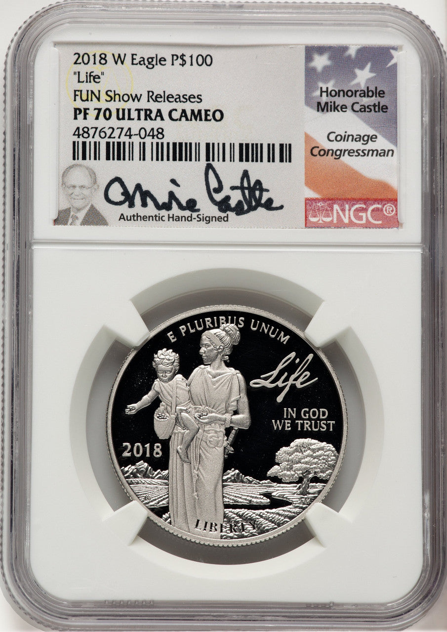 2018-W $100 One Ounce Platinum Eagle Life Mike Castle NGC PF70