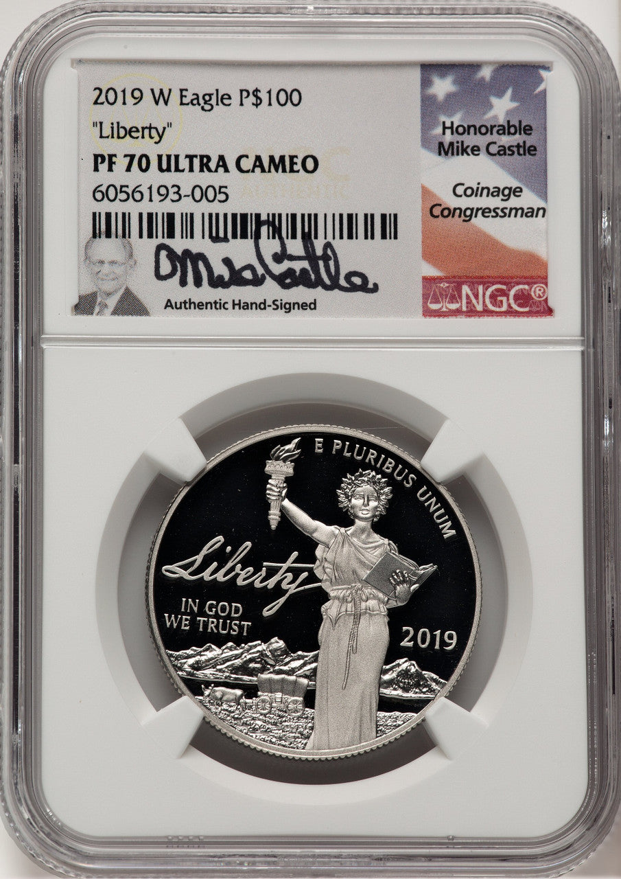2019-W $100 One-Ounce Platinum Eagle Liberty Mike Castle NGC PF70