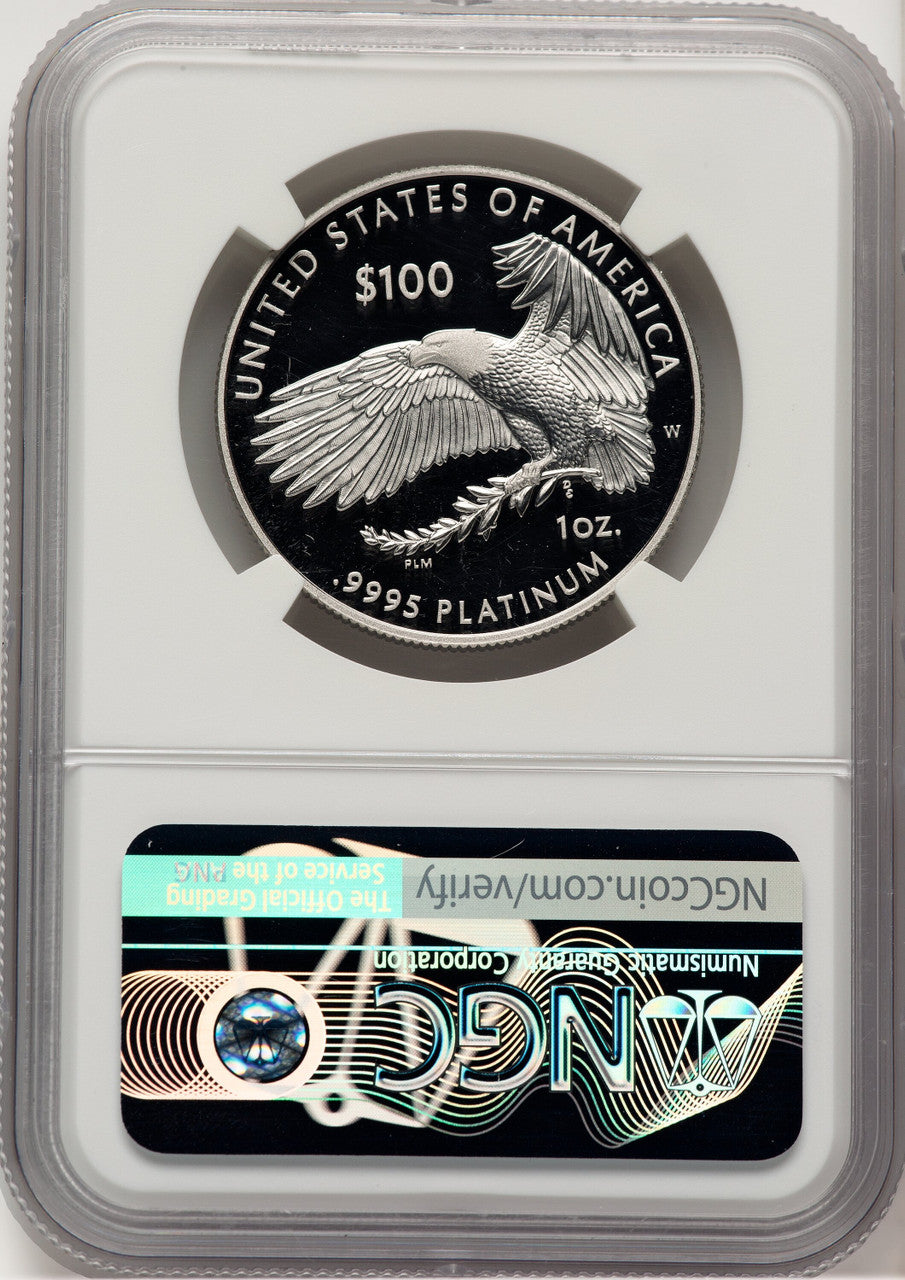 2020-W $100 One Ounce Platinum Eagle Happiness PRDC FDI Mike Castle NGC PF70