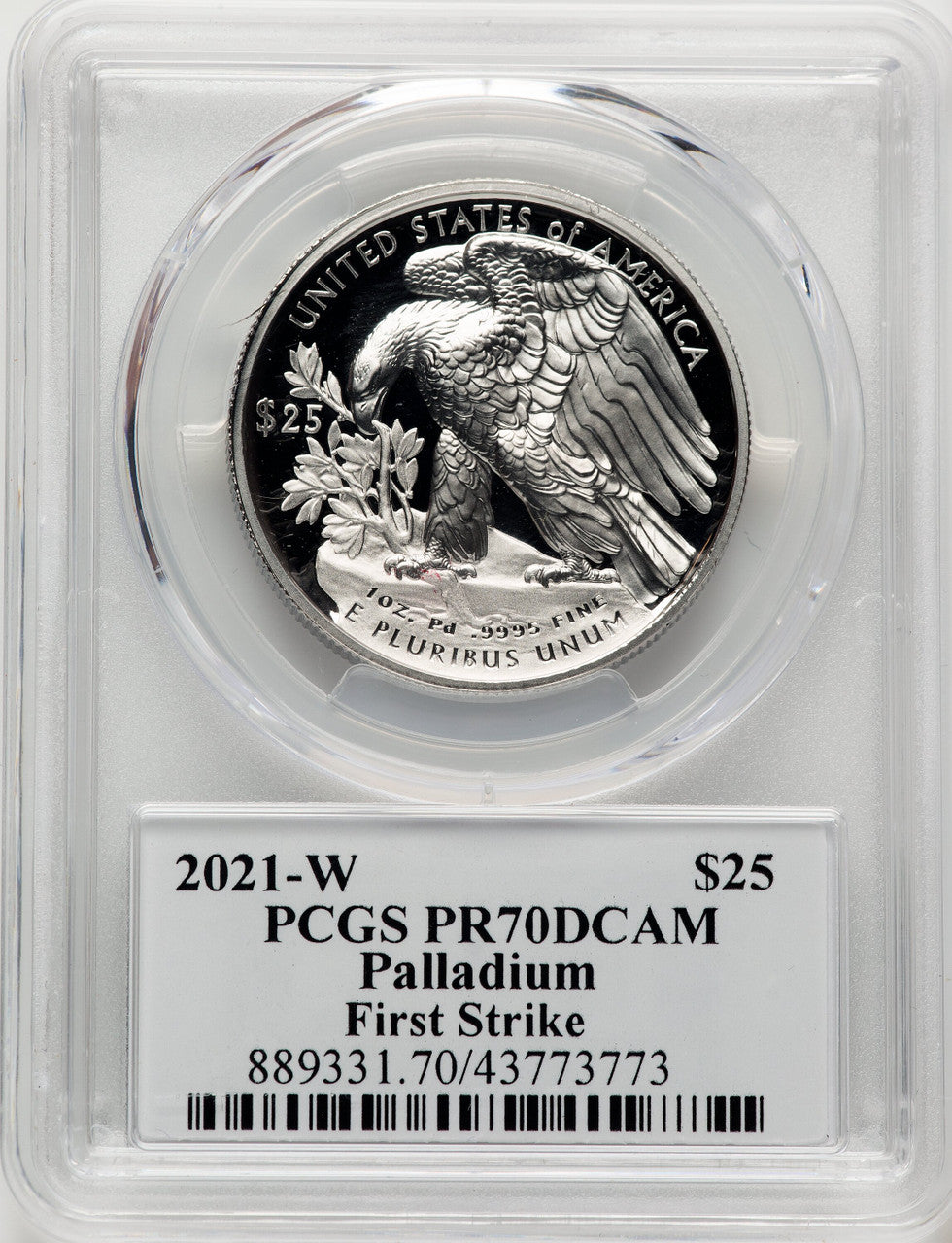 2021-W Palladium Eagle 1 oz FS ADOLPH WEINMAN PCGS PR70