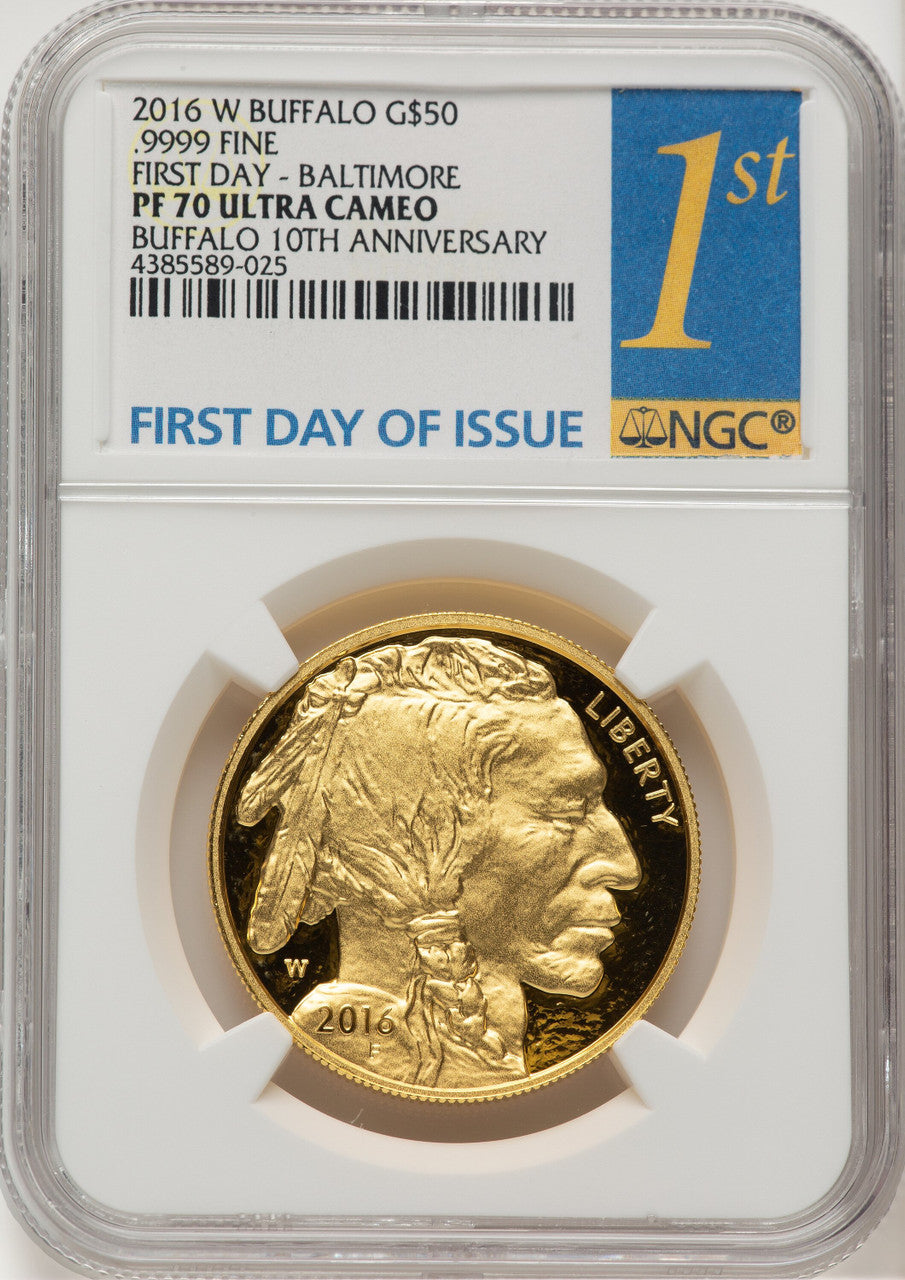 2016-W $50 Buffalo First Day Baltimore NGC PF70