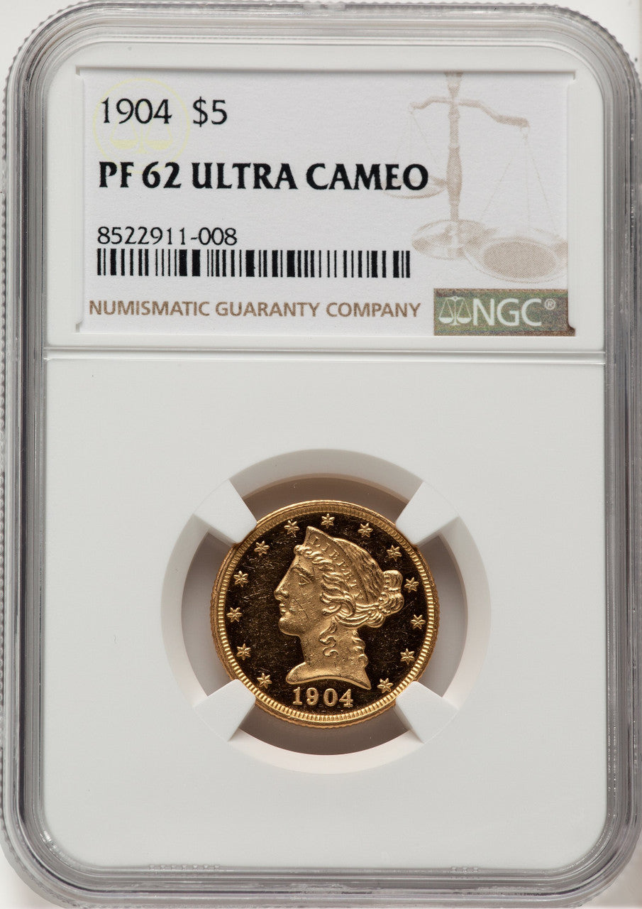 1904 $5 Proof Liberty Half Eagle NGC PR62