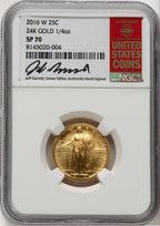 2016-W 25C Standing Liberty 100th Anniversary Gold Centennial Jeff Garrett Red Book NGC MS70 (775323024)