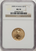 2008-W 1/4 oz Gold Eagle Brown Label NGC MS70