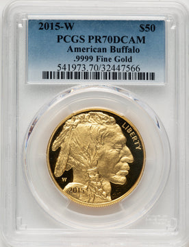 2015-W $50 One-Ounce Gold Buffalo Blue Gradient PCGS PR70