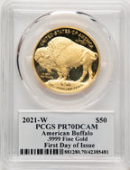 2021-W G$50 Gold Buffalo FDI Reagan Legacy Series DCAM FDI Reagan Legacy Series Michael Reagan Picture PCGS PR70