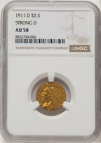 1911-D $2.50 Indian Quarter Eagle NGC AU58 (776661002)