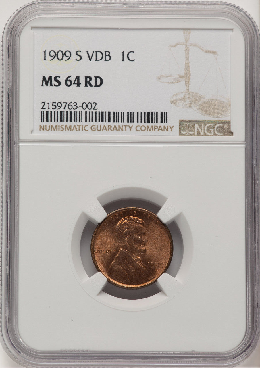 1909-S 1C VDB RD Lincoln Cent NGC MS64