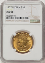 1907 $10 No Motto Indian Eagle NGC MS65 (771307004)