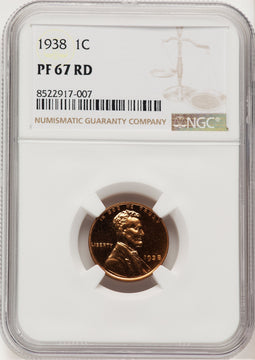1938 1C RD Proof Lincoln Cent NGC PR67