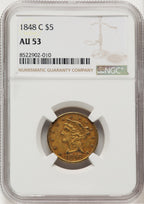 1848-C $5 Liberty Half Eagle NGC AU53