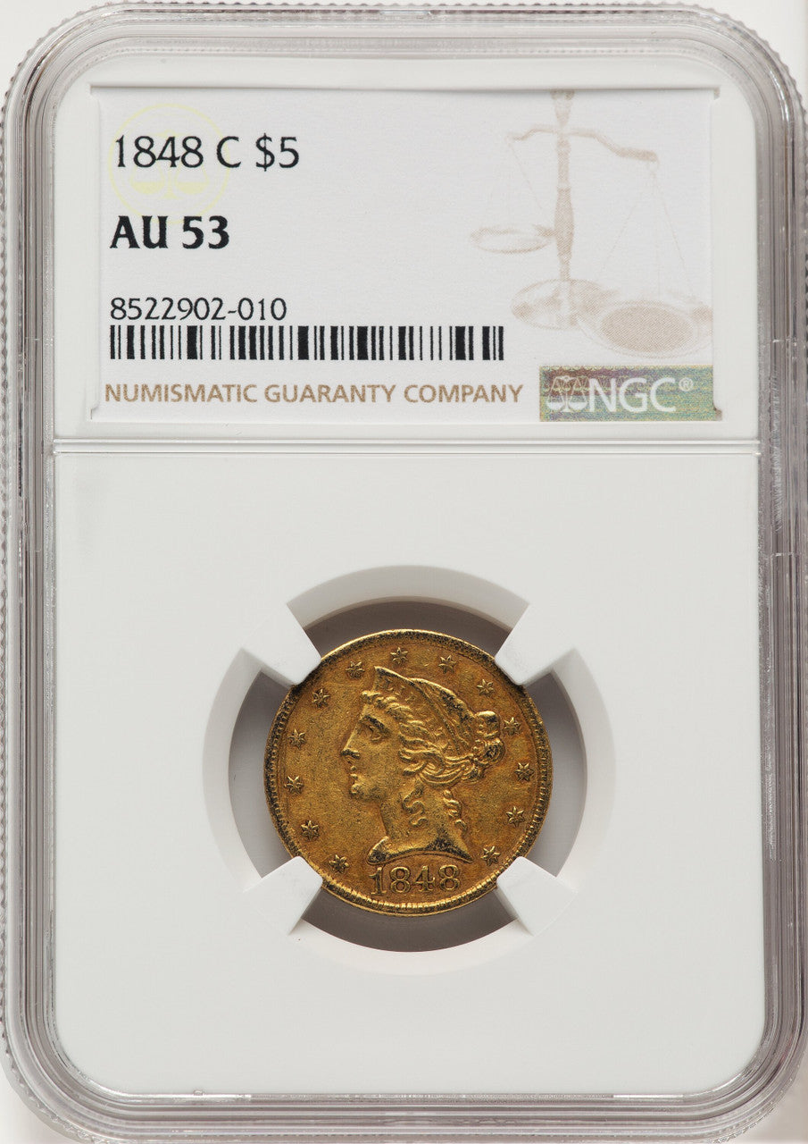 1848-C $5 Liberty Half Eagle NGC AU53