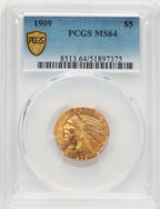 1909 $5 Indian Half Eagle PCGS MS64 (777430010)