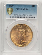1920 $20 Saint-Gaudens Double Eagle PCGS MS64+