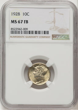 1928 10C FB Mercury Dime NGC MS67