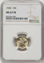 1928 10C FB Mercury Dime NGC MS67