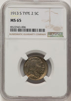 1913-S Type Two Buffalo Nickel NGC MS65