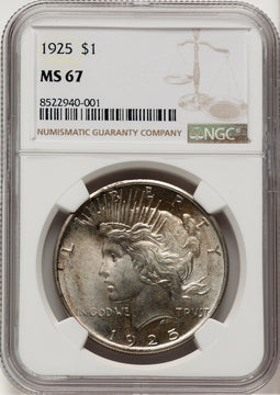1925 Peace Dollar NGC MS67 (777187003)