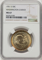 1951-S 50C Washington-Carver Commemorative Silver NGC MS67 (506968007)