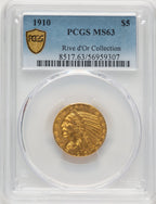 1910 $5 Indian Half Eagle PCGS MS63