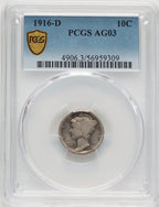 1916-D 10C Mercury Dime PCGS AG03 (775875001)