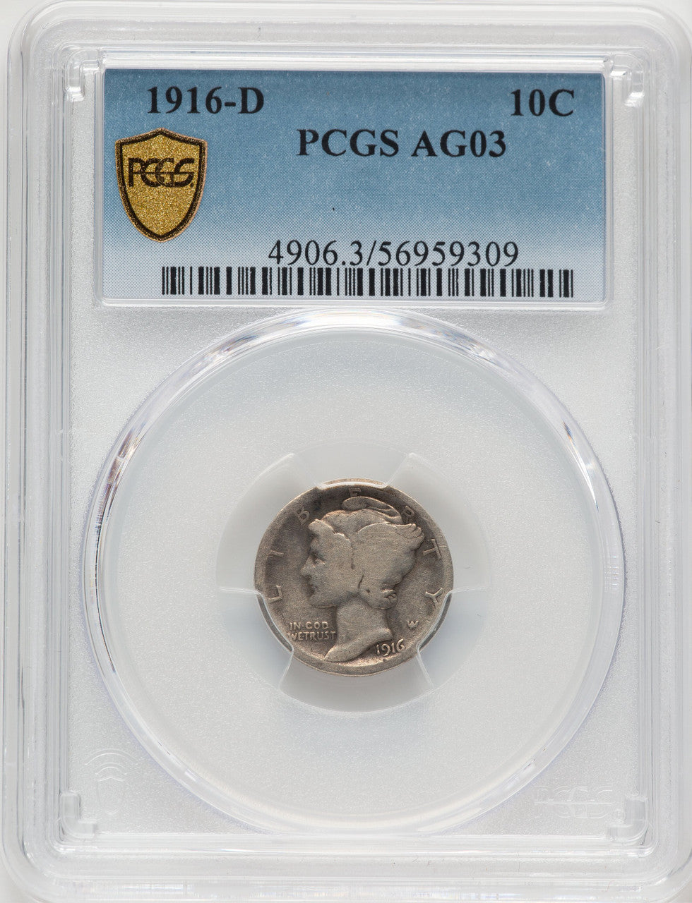 1916-D 10C Mercury Dime PCGS AG03 (775875001)