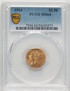 1914 $2.50 Indian Quarter Eagle PCGS MS64 (507051059)