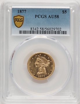 1877 $5 Liberty Half Eagle PCGS AU58
