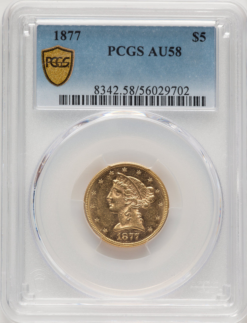 1877 $5 Liberty Half Eagle PCGS AU58