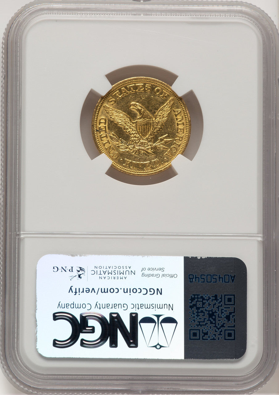 1844 $5 Liberty Half Eagle NGC AU58