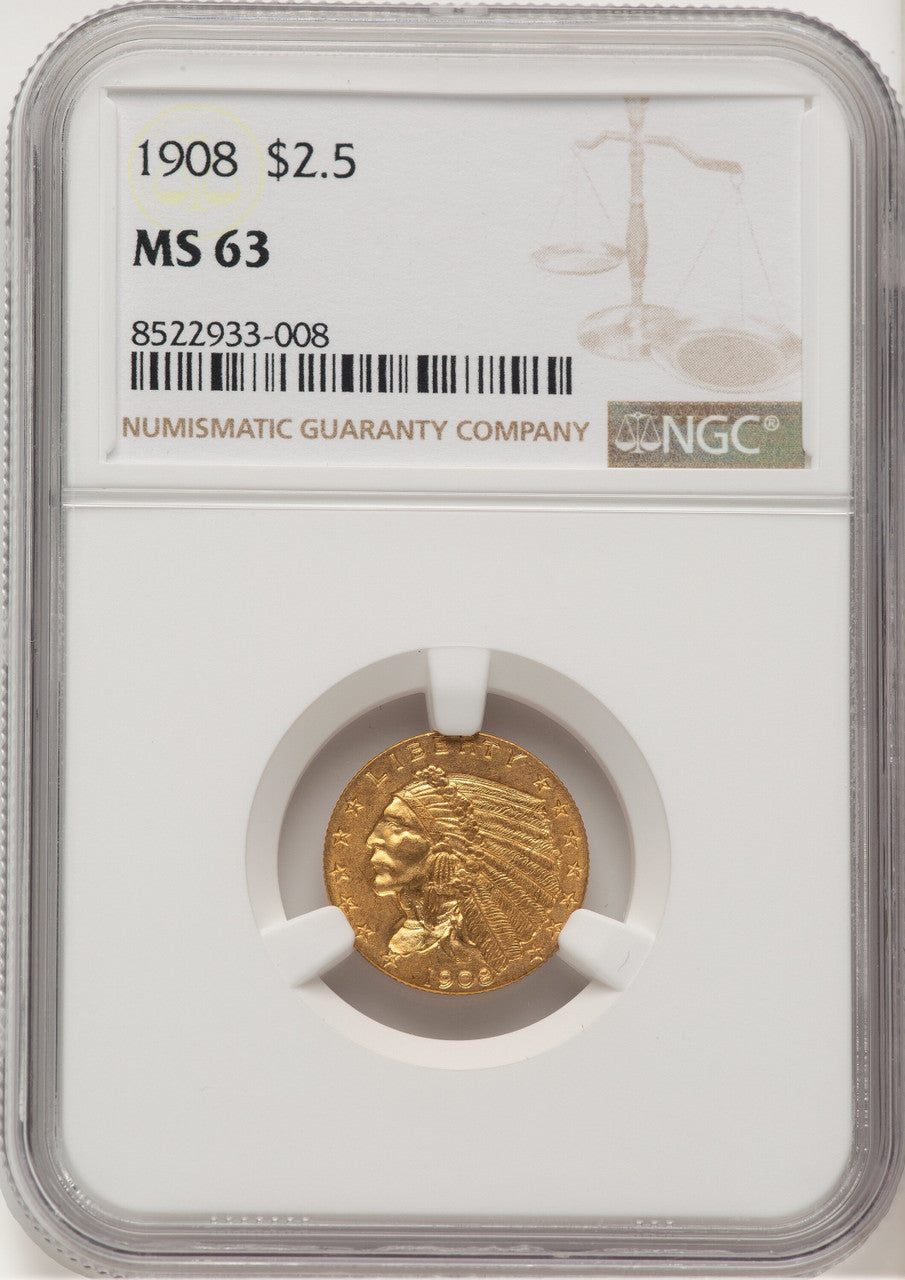 1908 $2.50 Indian Quarter Eagle NGC MS63 (777472018)