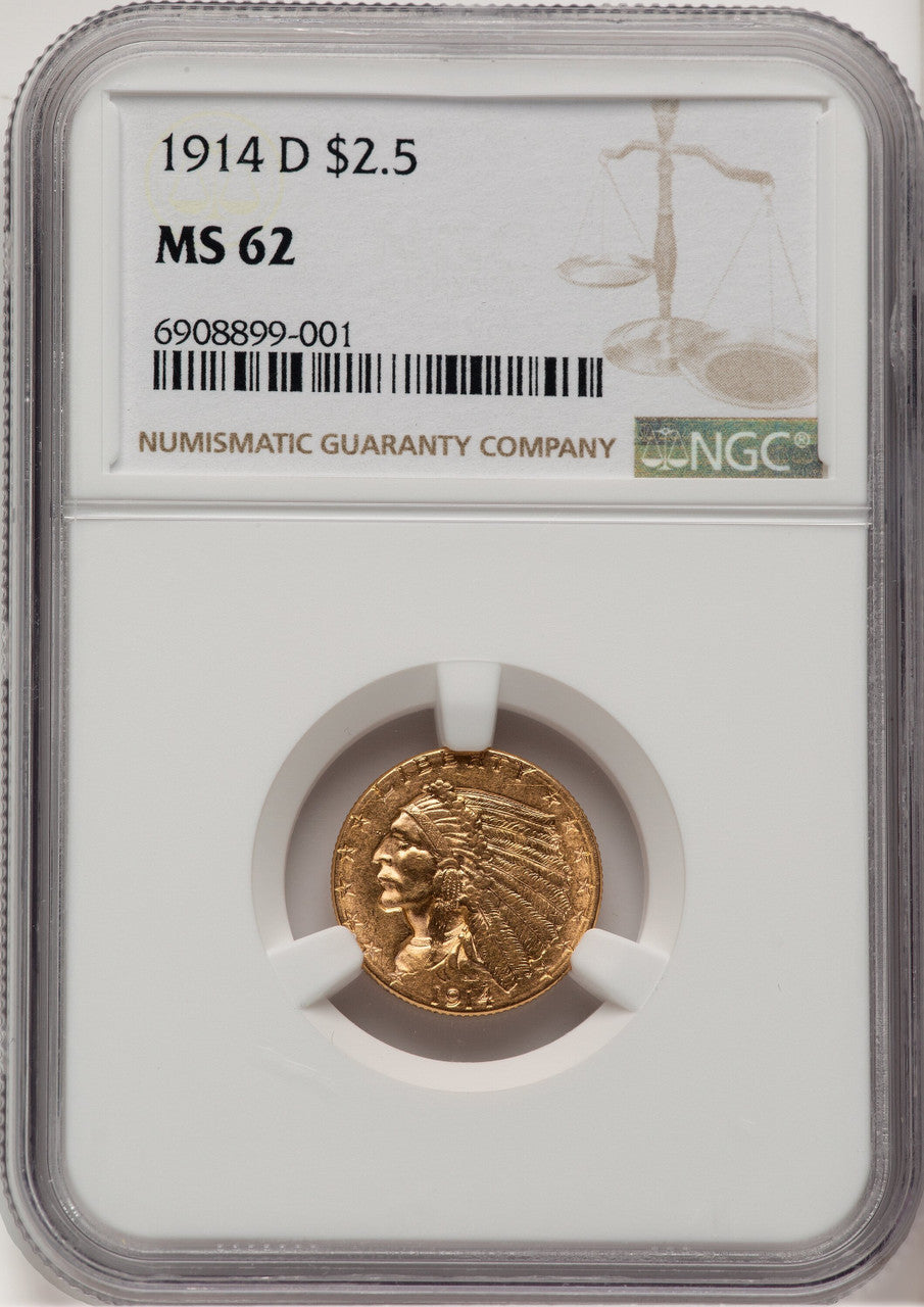 1914-D $2.50 Indian Quarter Eagle NGC MS62 (778449014)