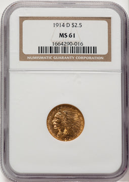 1914-D $2.50 Indian Quarter Eagle NGC MS61 (778449015)