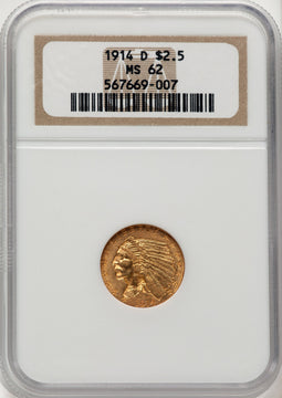 1914-D $2.50 Indian Quarter Eagle NGC MS62 (778449016)