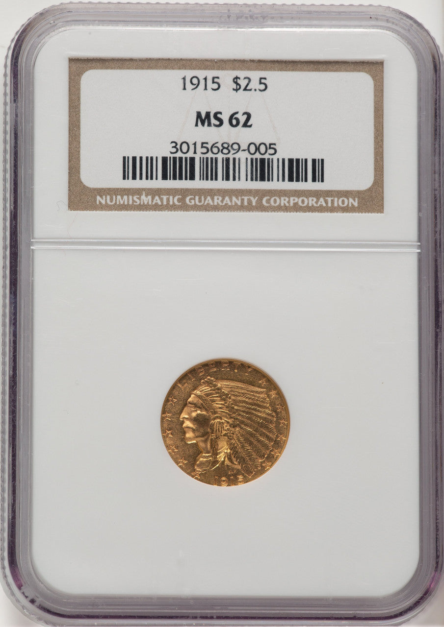 1915 $2.50 Indian Quarter Eagle NGC MS62 (778449020)