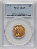 1915 $5 Indian Half Eagle PCGS MS63 (778449024)