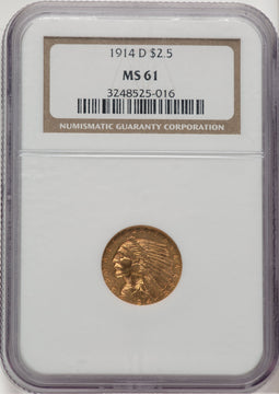 1914-D Indian Quarter Eagle NGC MS61