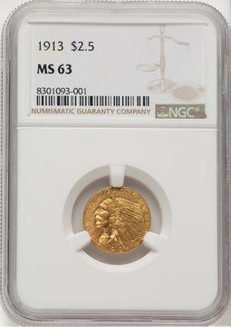 1913 $2.50 Indian Quarter Eagle NGC MS63 (778449009)