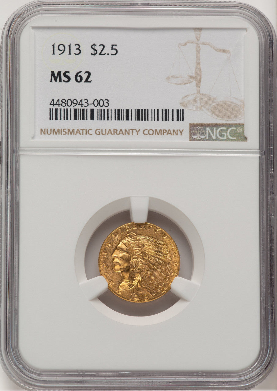 1913 $2.50 Indian Quarter Eagle NGC MS62 (778449010)