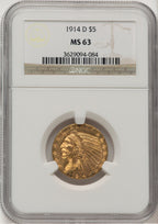 1914-D $5 Indian Half Eagle NGC MS63 (778166001)