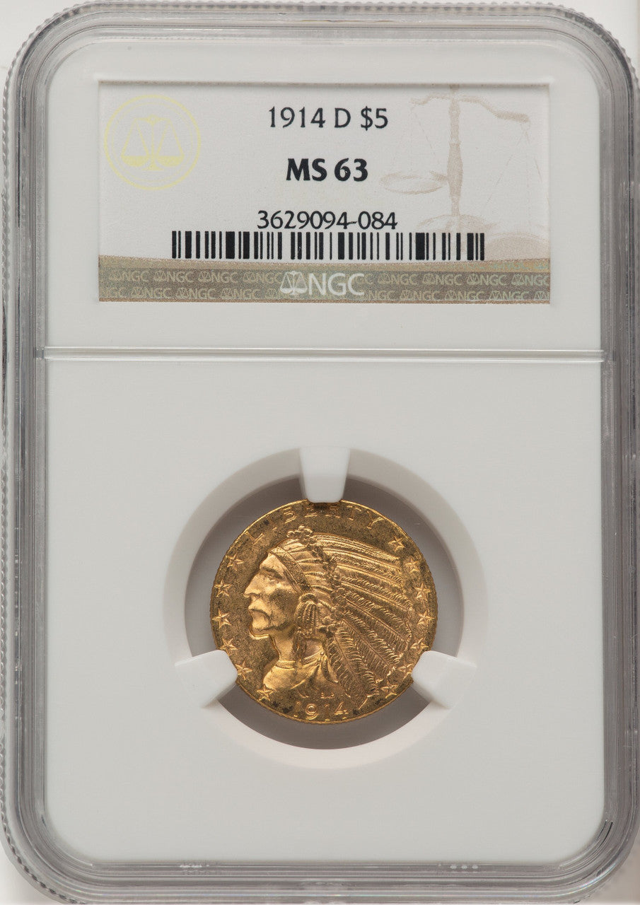 1914-D $5 Indian Half Eagle NGC MS63 (778166001)