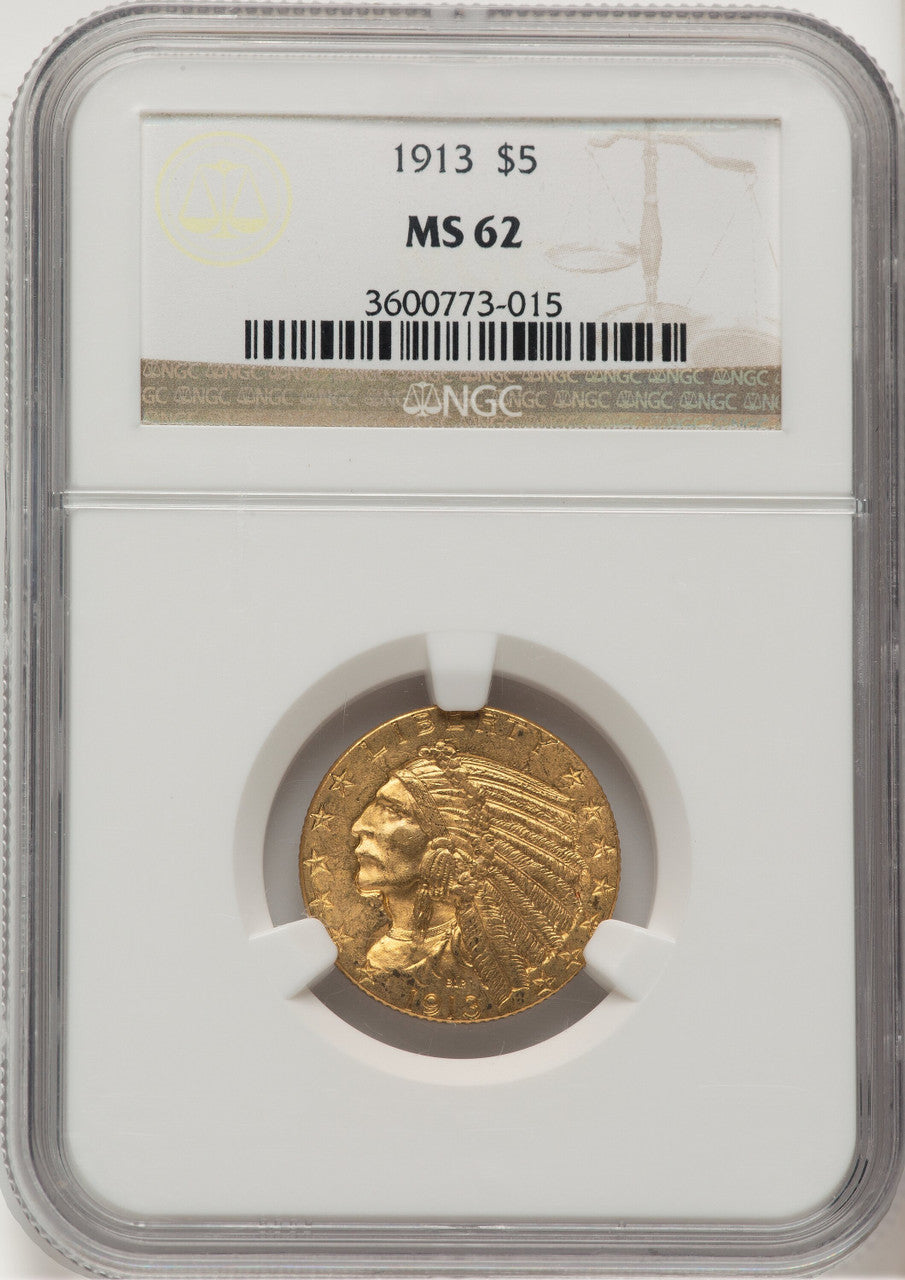 1913 $5 Indian Half Eagle NGC MS62 (778081006)