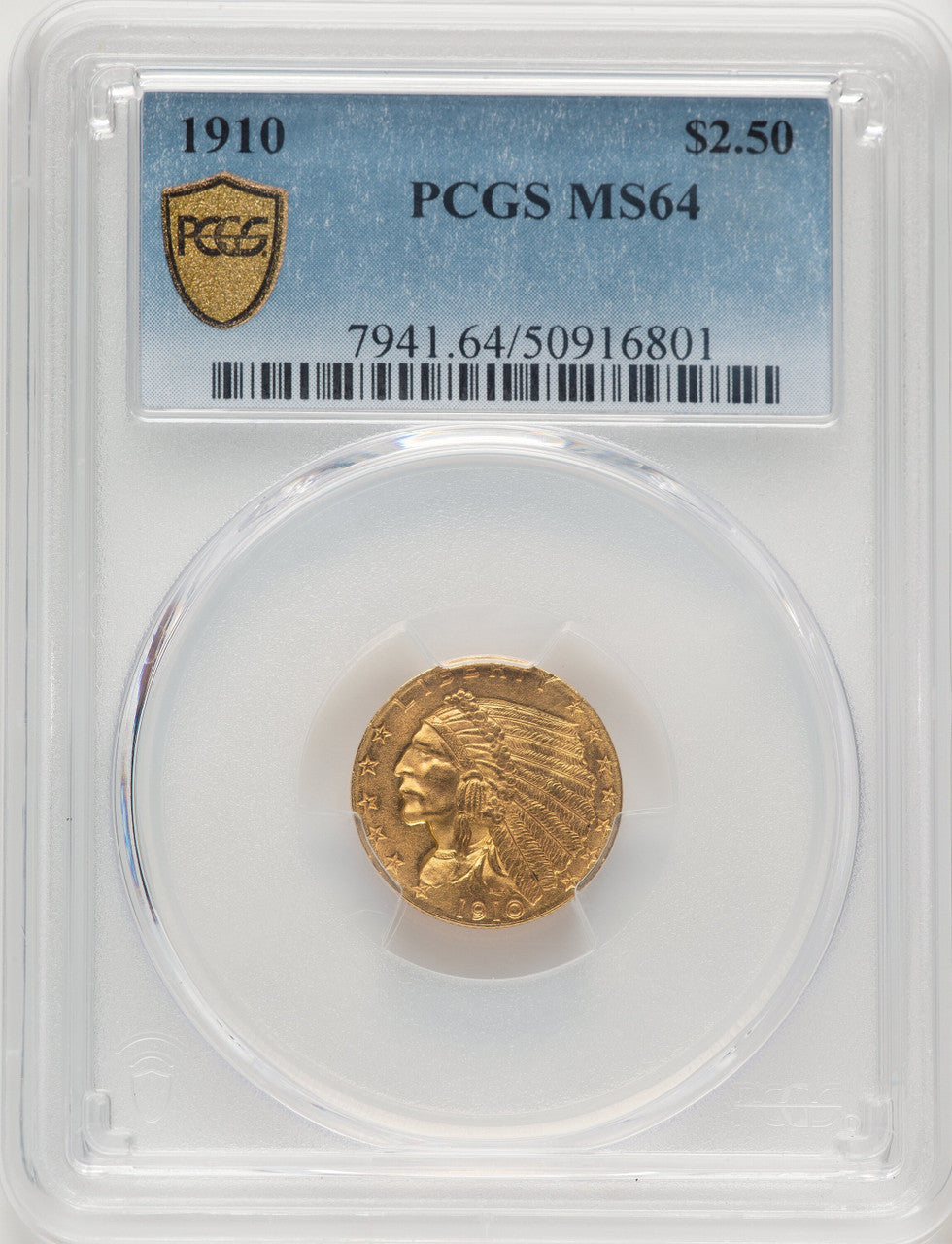 1910 $2.50 Indian Quarter Eagle PCGS MS64 (778449005)