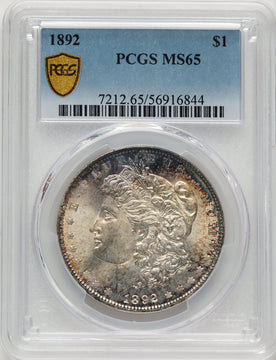 1892 Blue Gradient Morgan Dollar PCGS MS65