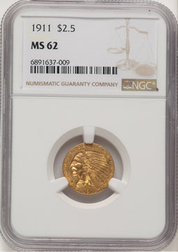 1911 $2.50 Indian Quarter Eagle NGC MS62 (778449007)