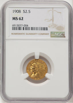 1908 $2.50 Indian Quarter Eagle NGC MS62 (778449001)