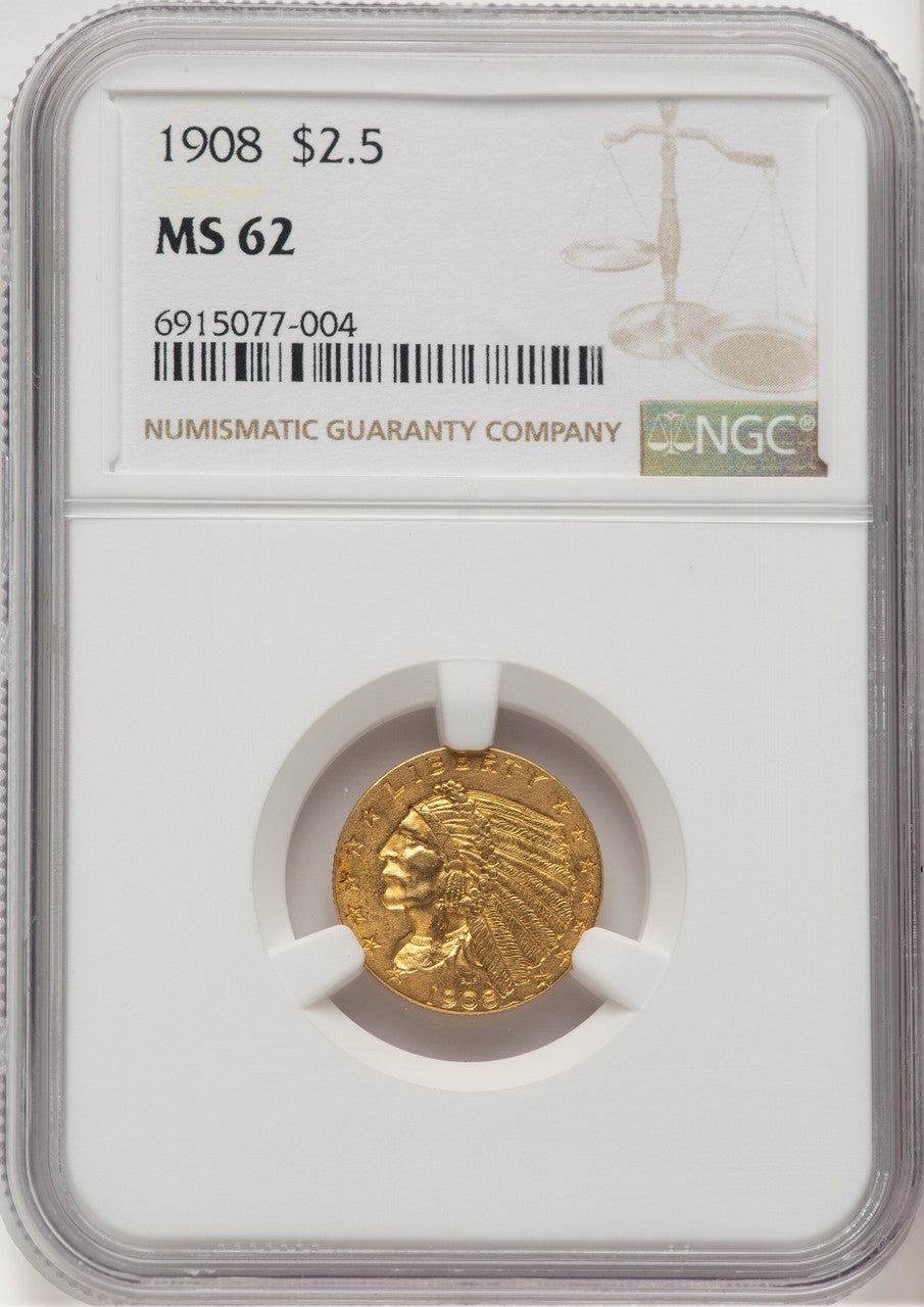 1908 $2.50 Indian Quarter Eagle NGC MS62 (778449001)