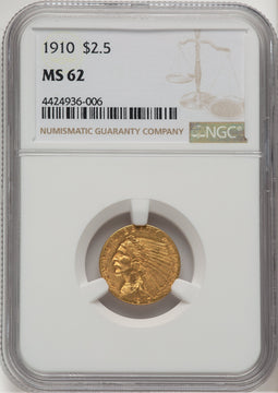 1910 $2.50 Indian Quarter Eagle NGC MS62 (778449003)