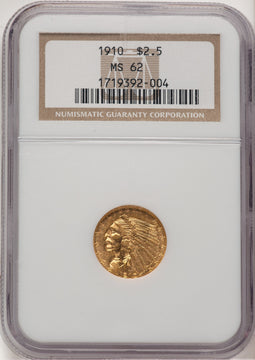 1910 $2.50 Indian Quarter Eagle NGC MS62 (778449004)