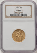 1860 $5 Liberty Half Eagle NGC AU55